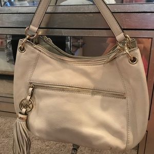 Cream leather Michael Kors tassel bag